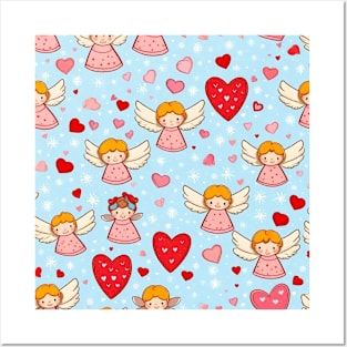 Valentines day gift ideas, cute angels blue decor gift ideas for all Posters and Art